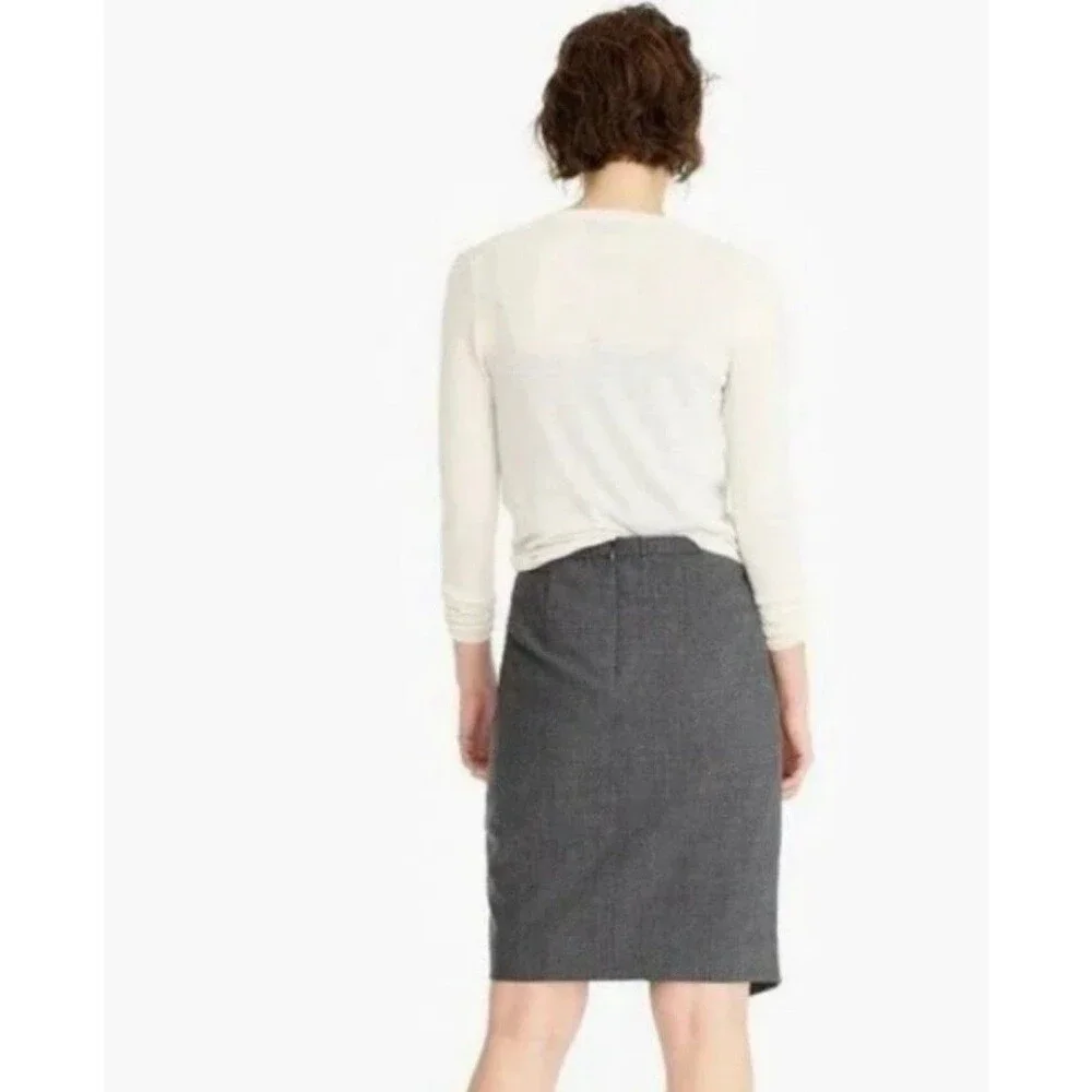 J. Crew 365 Grey Asymmetrical Silt Everyday Wool Blend Back Zip Pencil Skirt 6